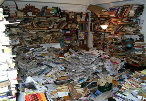 clutter books and papers